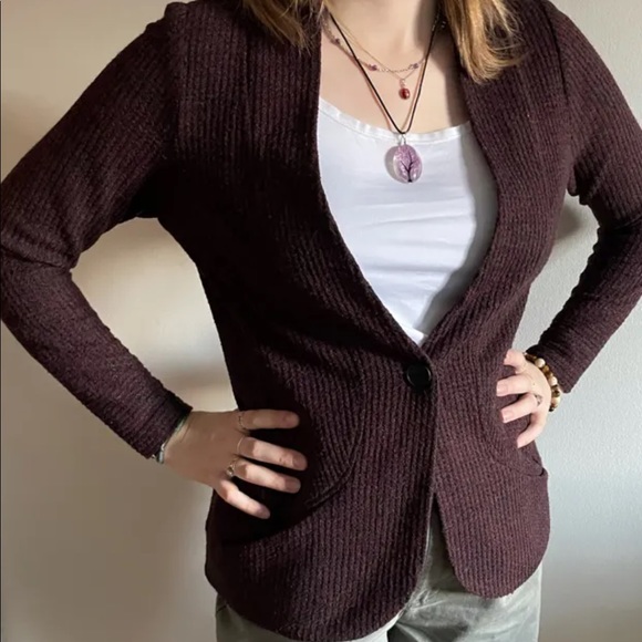 Burgundy Cardigan by Ou Empereur ou Rien, Size L - Picture 7 of 14